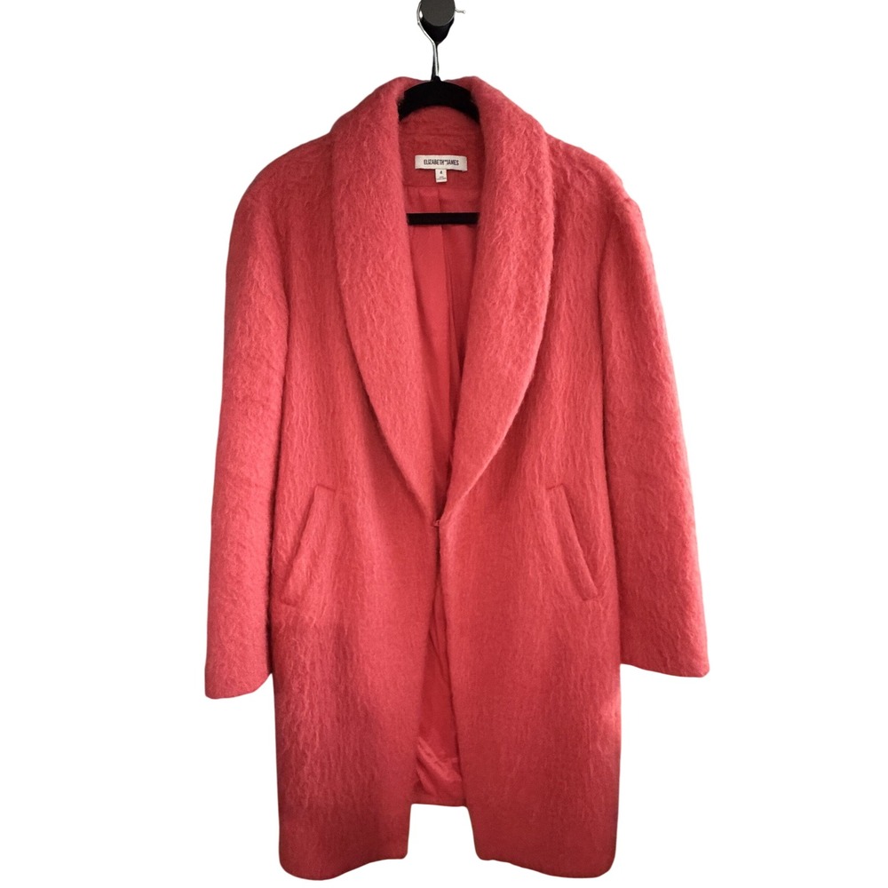 Elizabeth & James Coral Pink Mohair Wool Shawl Collar Coat Tagged 4 fits like 10